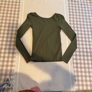 Free People Forest Green backless Long Sleeve Top